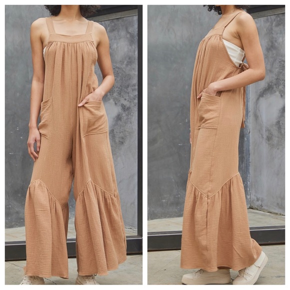 Boho -Cotton gauze solid fabric Wide leg
Jumpsuit - Picture 3 of 9